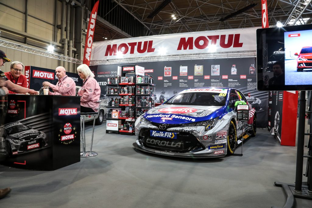 Tom Ingrams Toyota Corolla on the Motul stand