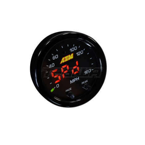 AEM X-Series Gps Speedometer Gauge 0~160Mph / 0~240Kph Black Bezel & Black Faceplate