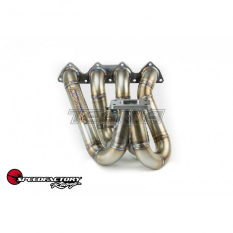 MEGA DEALS - SPEEDFACTORY RACING STAINLESS STEEL TURBO MANIFOLD TOP MOUNT STYLE B-SERIES T3 FLANGE W 44-46MM V-BAND WG