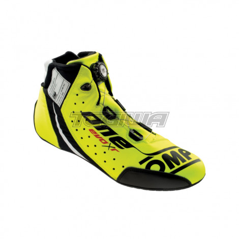 MEGA DEALS - OMP Evo X R Racing Boots FIA 8856-2018 Fluorescent Yellow - EU Size 43