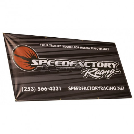 SPEEDFACTORY RACING 3X6 SHOP BANNER WITH GEOMETRIC BACKGROUND