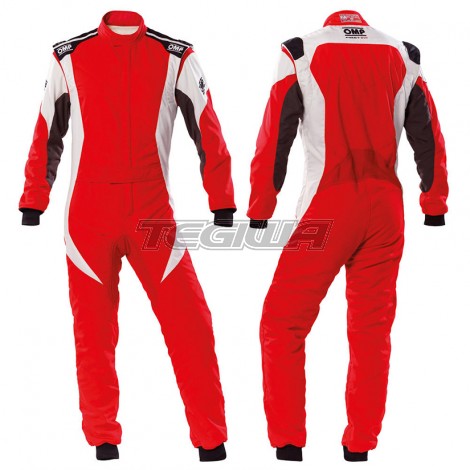 OMP FIRST EVO RACE SUIT - Red/White - 50 - CLEARANCE