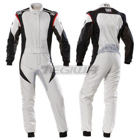 OMP FIRST EVO RACE SUIT - Silver/Black - 56 - CLEARANCE