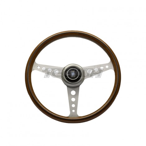 Nardi ND Classic 360mm Wood Steering Wheel Satin Spokes With Round Holes Anni 60 Horn