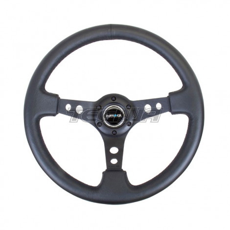 MEGA DEALS - NRG 350mm 3 Deep Dish Steering Wheel Black Leather