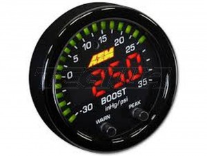 AEM X-Series Boost Pressure Gauge -30Inhg 35PSI / -1-2 5Bar Black Bezel & Black Faceplate