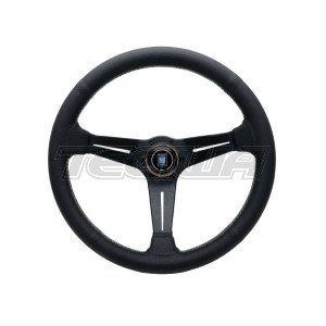 Nardi Deep Corn 350mm Black Leather Steering Wheel 3-Colour Stitching Green-White-Red