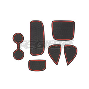 Anti-Slip Rubber Interior Mats Cup Coaster Set Black/Red Toyota GR Yaris 20+