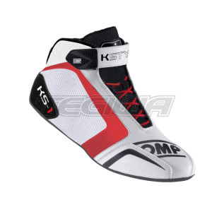 MEGA DEALS - OMP KS-1 Karting Boots White/Black/Red - EU Size 45