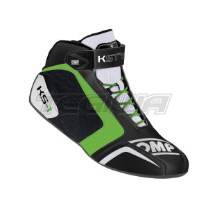 MEGA DEALS - OMP KS-1 Karting Boots Black/White/Green - EU Size 36