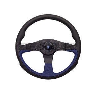 Nardi Challenge 350mm Black and Blue Leather Steering Wheel