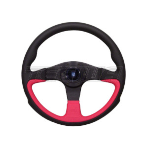 Nardi Challenge 350mm Black and Red Leather Steering Wheel