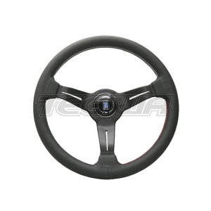 Nardi Deep Corn 330mm Black Leather Steering Wheel 3-Colour Stitching Green-Red-White
