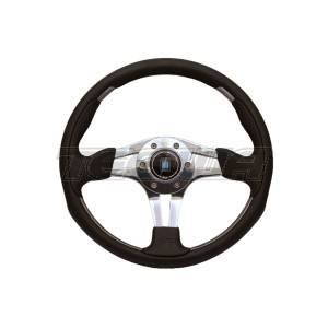 Nardi ND 4 Metal 350mm Black Leather Steering Wheel Chromed Inserts