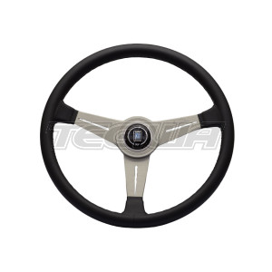 Nardi ND Classic 390mm Black Leather Steering Wheel White Spokes