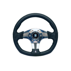 Nardi Pasquino 300mm Black Leather Steering Wheel Polished Spokes