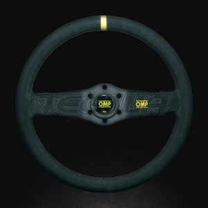 OMP Rally Steering Wheel Black Suede Blue Spokes 350mm 2 Spoke
