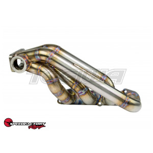 SPEEDFACTORY STAINLESS STEEL TURBO MANIFOLD SIDEWINDER STYLE K SERIES DIVIDED T4 W TWIN 38MM V-BAND TIAL WG