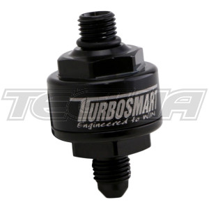 Turbosmart Billet Turbo Oil Feed Filter 44um AN-4 to AN-4 ORB - Black