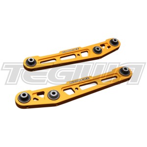 HARDRACE GOLD ALUMINIUM REAR LOWER CONTROL ARM WITH -40MM HARDENED RUBBER SHOCK BUSHES 2PC SET HONDA CIVIC EG 92-95