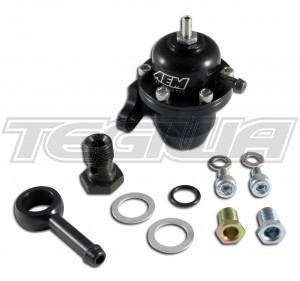 AEM Adjustable Fuel Pressure Regulator Black Honda Offset Flange 90 Degree Return Line Fitting