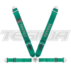 TAKATA RACE 4 POINT HARNESS SNAP-ON GREEN FIA APPROVED