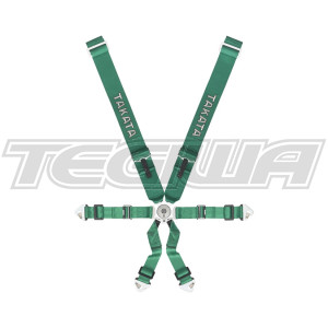 TAKATA RACE 3X2 6 POINT HARNESS SNAP-ON GREEN