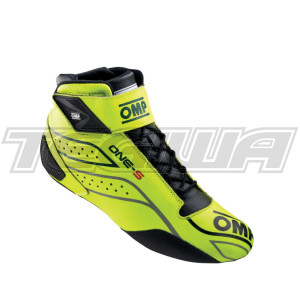 MEGA DEALS - OMP One-S Racing Boots FIA 8856-2018 Fluorescent Yellow - EU Size 40