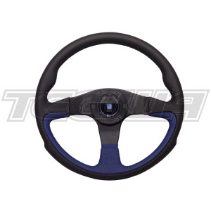Nardi Challenge 350mm Black and Blue Leather Steering Wheel