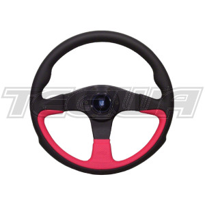 Nardi Challenge 350mm Black and Red Leather Steering Wheel