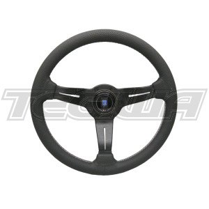 Nardi Deep Corn 330mm Black Leather Steering Wheel 3-Sector Stitching Green-Red-White