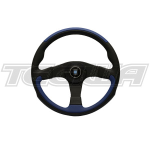 Nardi Leader 350mm Black and Blue Leather Steering Wheel