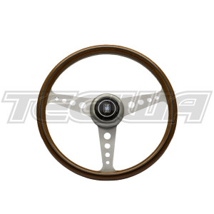 Nardi ND Classic 360mm Wood Steering Wheel Satin Spokes With Round Holes Anni 60 Horn
