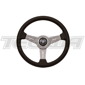 Nardi ND Classic 340mm Black Leather Steering Wheel White Spokes Grey Stitching