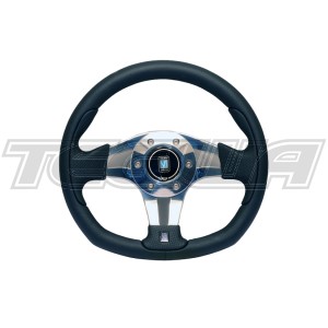 Nardi Pasquino 300mm Black Leather Steering Wheel Polished Spokes