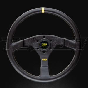 OMP Velocita Steering Wheel 3 Black Spokes Black Leather Rim